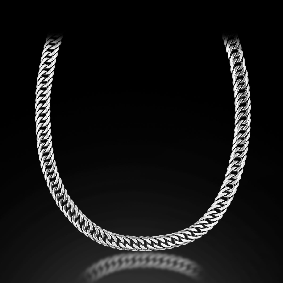 Men Handmade Solid Silver Curb Chain Oxized Necklace