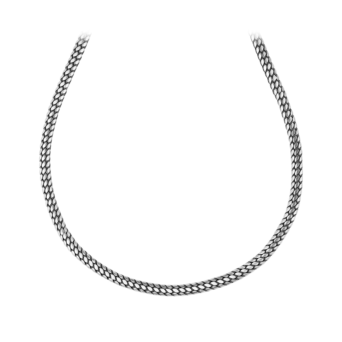 925 Sterling Silver Men Handmade Snake Popcorn Chain Necklace
