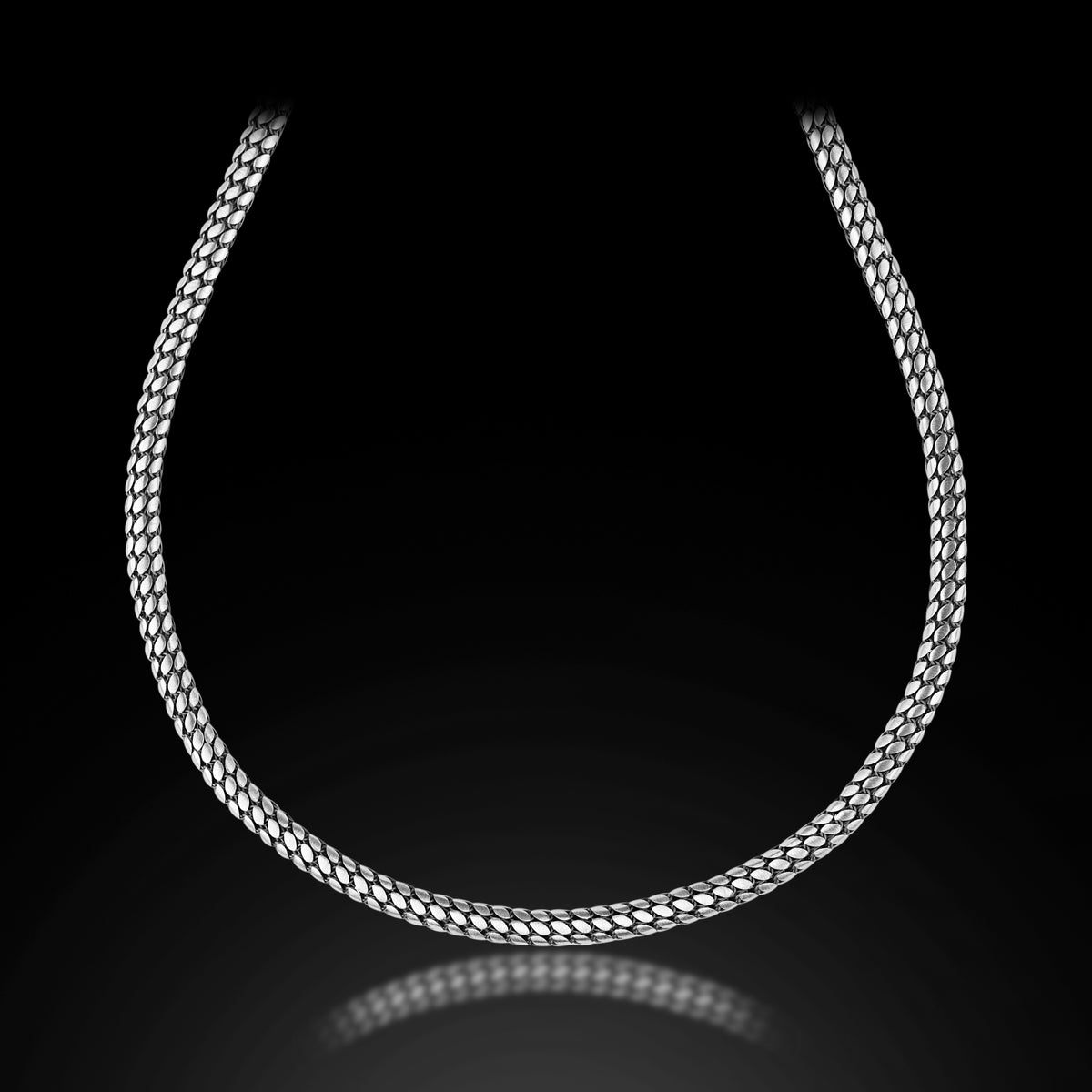 925 Sterling Silver Men Handmade Snake Popcorn Chain Necklace