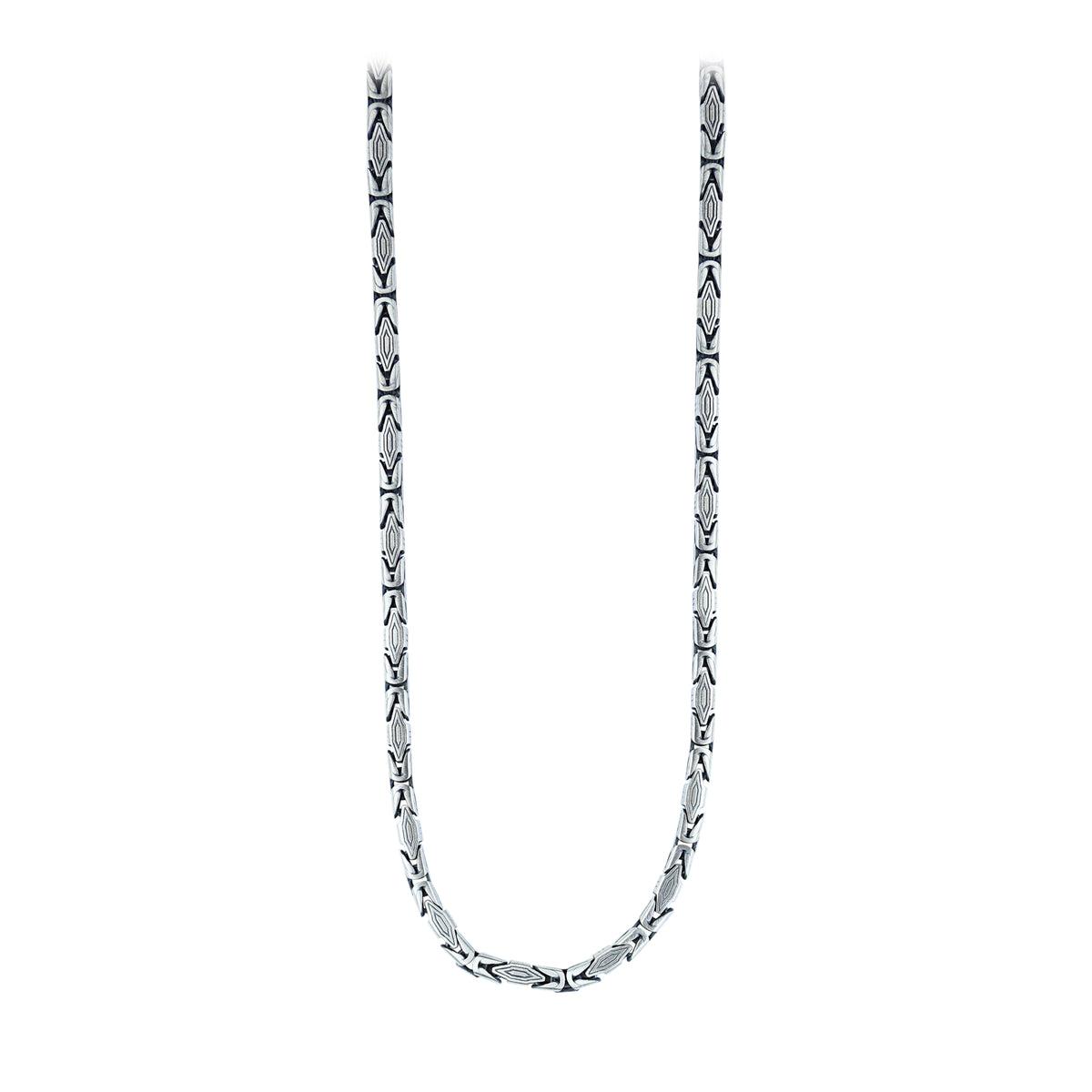 925 Silver 5MM Byzantine Engraved Chain Necklace