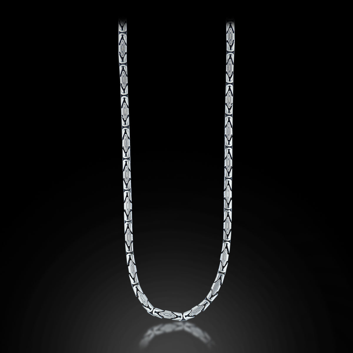 925 Silver 5MM Byzantine Engraved Chain Necklace