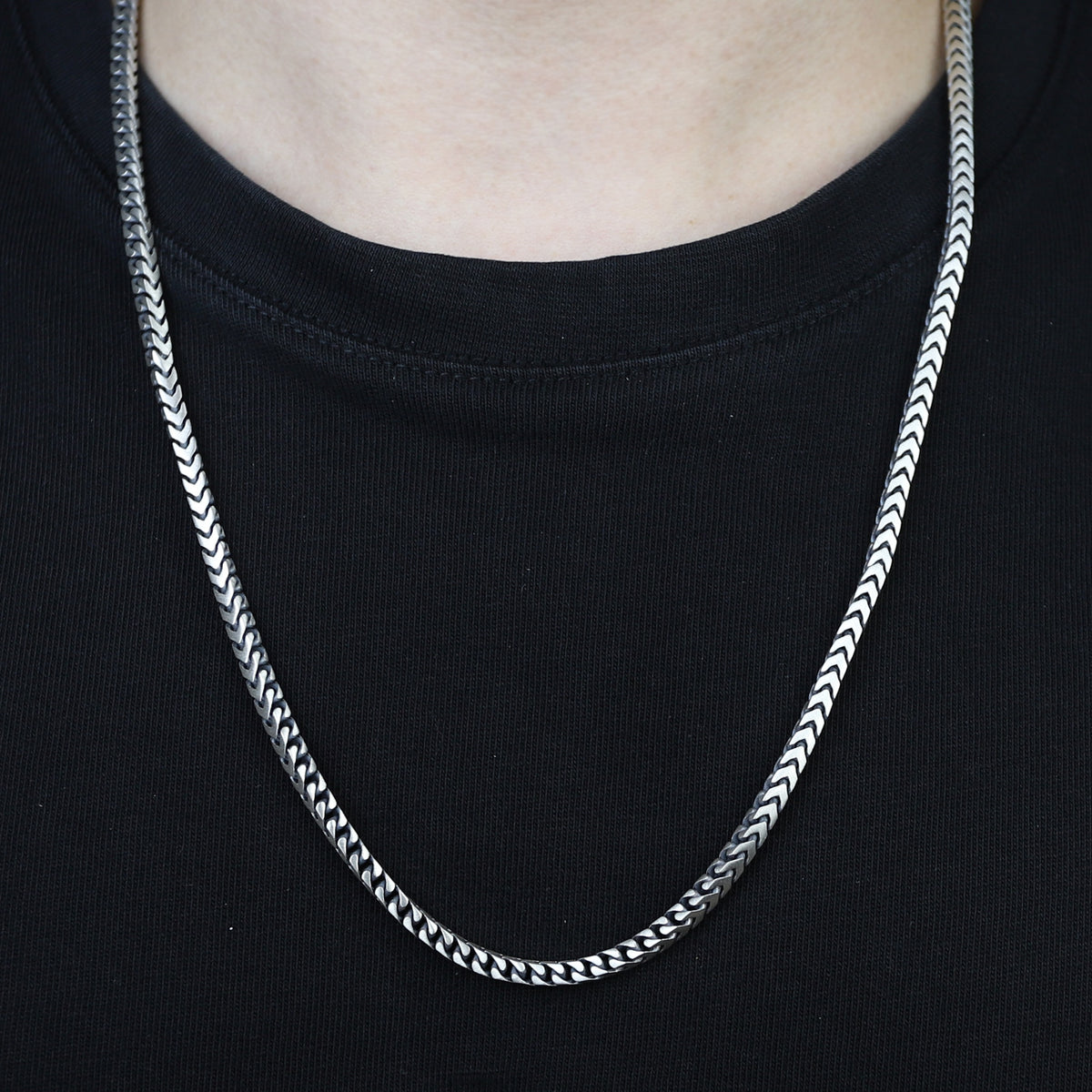 Men 925 Silver Handmade 5mm Franco Chain Necklace