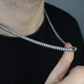 925 Sterling Silver Men Handmade Snake Popcorn Chain Necklace