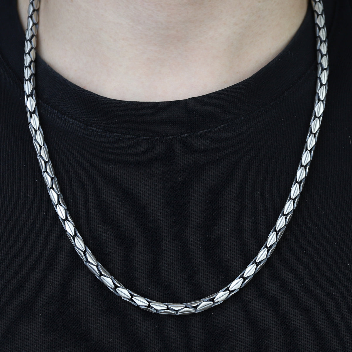 925 Sterling Silver Oxized Snake Chain Necklace