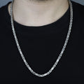 925 Silver 5MM Byzantine Engraved Chain Necklace