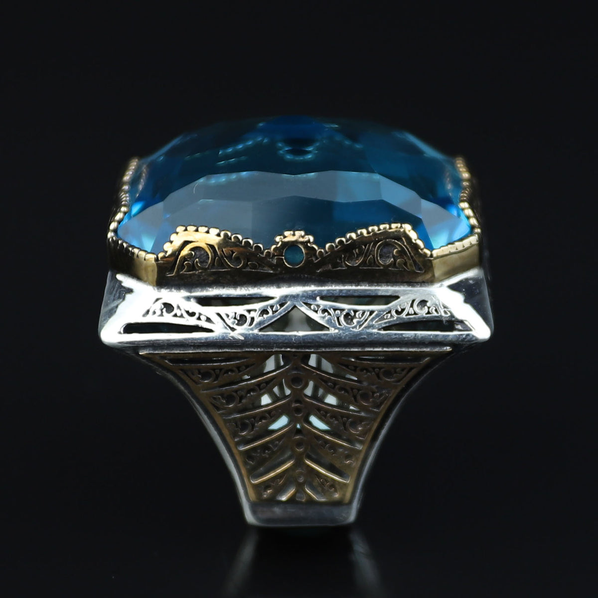 925 Silver Large Aquamarine Ring, Men Big Statement Men Ring, Ottoman Style Ring, Turkish Handmade Sterling Silver, Father Day Gift