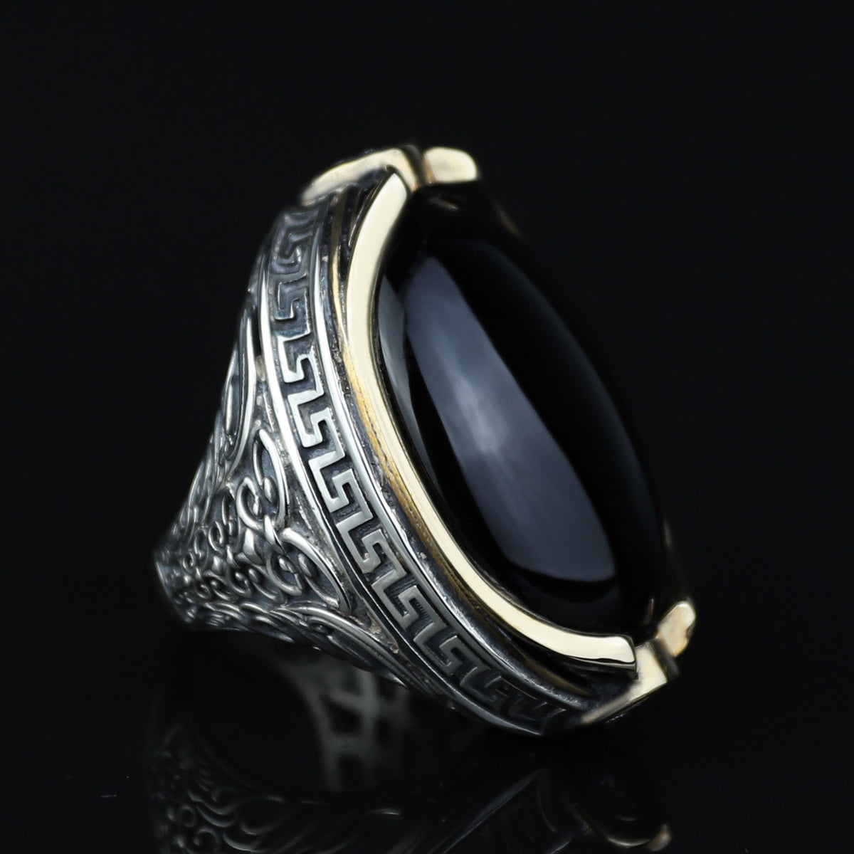 Men Silver Large Black Onyx Ring , Oval Heavy Onyx Mens Handmade Big Ring , Men Sterling Silver Ring, Ottoman Jewelry