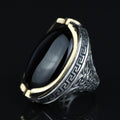Men Silver Large Black Onyx Ring , Oval Heavy Onyx Mens Handmade Big Ring , Men Sterling Silver Ring, Ottoman Jewelry