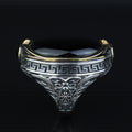 Men Silver Large Black Onyx Ring , Oval Heavy Onyx Mens Handmade Big Ring , Men Sterling Silver Ring, Ottoman Jewelry