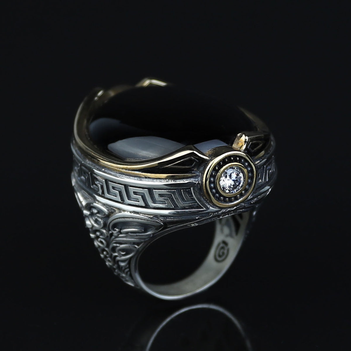 Men Silver Large Black Onyx Ring , Oval Heavy Onyx Mens Handmade Big Ring , Men Sterling Silver Ring, Ottoman Jewelry