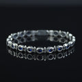 925 Silver Sapphire Stone Chain Bracelet, Men Blue Stone Bracelet, Vintage Chain Bracelet, Byzantine Bracelet, Curb Chain Bracelet