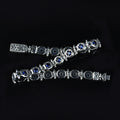 925 Silver Sapphire Stone Chain Bracelet, Men Blue Stone Bracelet, Vintage Chain Bracelet, Byzantine Bracelet, Curb Chain Bracelet
