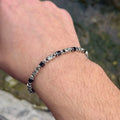 Pulsera de cadena para hombre de plata maciza 925 con gema de ónix negro