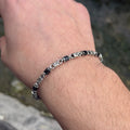 Pulsera de cadena para hombre de plata maciza 925 con gema de ónix negro