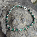 Pulsera de eslabones de cadena hecha a mano para hombre con piedra preciosa de esmeralda verde