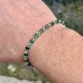 Pulsera de eslabones de cadena hecha a mano para hombre con piedra preciosa de esmeralda verde