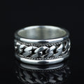 Sterling Silver Cuban Link Ring, 10MM Curb Band Ring, Statement Band Ring, Chain Model Ring, Promise Ring, Solid Silver, Unisex Ring