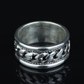 Sterling Silver Cuban Link Ring, 10MM Curb Band Ring, Statement Band Ring, Chain Model Ring, Promise Ring, Solid Silver, Unisex Ring
