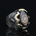 Men Silver King Solomon Signet Ring, Sapphire Stone Solomon Signet Ring, Mens Signet Ring, Handmade Sapphire Ring, 925k Sterling Silver Ring