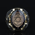 Men Silver King Solomon Signet Ring, Sapphire Stone Solomon Signet Ring, Mens Signet Ring, Handmade Sapphire Ring, 925k Sterling Silver Ring