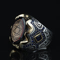 Men Silver King Solomon Signet Ring, Sapphire Stone Solomon Signet Ring, Mens Signet Ring, Handmade Sapphire Ring, 925k Sterling Silver Ring