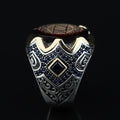 Men Silver King Solomon Signet Ring, Sapphire Stone Solomon Signet Ring, Mens Signet Ring, Handmade Sapphire Ring, 925k Sterling Silver Ring