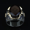 Men Silver King Solomon Signet Ring, Sapphire Stone Solomon Signet Ring, Mens Signet Ring, Handmade Sapphire Ring, 925k Sterling Silver Ring