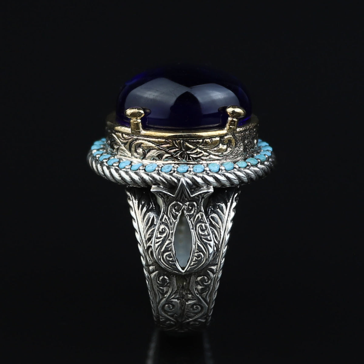 Men Blue Sapphire Stone Ring, Vintage Silver Sapphire Stone Ring, Turkısh Handmade Ring , Ottoman Style Ring , 925k Sterling Silver Ring