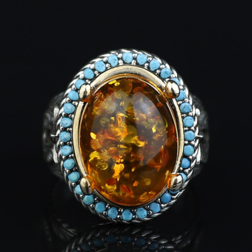 Men Orange Amber Ring, Silver Vintage Ring, Natural Amber Gemstone Ring, Handmade Men Ring, Father Day Gift, Anniversary Gifts for Him