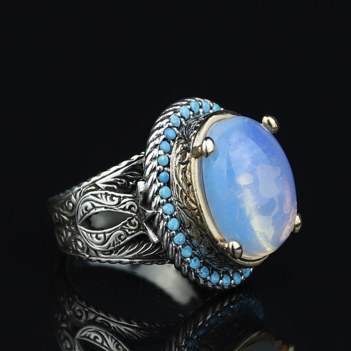 925 Natural Moonstone Ring , Authentic Moonstone Silver Ring, Men Handmade Engraved Ring, 925 Sterling Silver Ring , Gift For Him