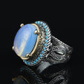 925 Natural Moonstone Ring , Authentic Moonstone Silver Ring, Men Handmade Engraved Ring, 925 Sterling Silver Ring , Gift For Him