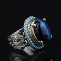 925 Silver Blue Tiger Eye Stone Ring, Vintage Tiger Eye Gemstone Ring , Handmade Silver Ring , Ottoman Style, 925K Sterling Silver Ring