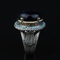 925 Silver Blue Tiger Eye Stone Ring, Vintage Tiger Eye Gemstone Ring , Handmade Silver Ring , Ottoman Style, 925K Sterling Silver Ring