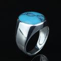 925 Silver Natural Turquoise Ring, Turquoise Signet Ring , Kingman Turquoise Men Silver Ring, Oval Gemstone Ring, Solid Sterling Silver Ring
