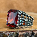 Männer Silber Rubin Granat Stein Männer Ring