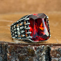 Männer Silber Rubin Granat Stein Männer Ring