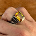 Men Silver Handmade Citrine Stone Ring