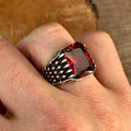 Männer Silber Rubin Granat Stein Männer Ring