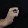 Silver Blue Tiger Eye Stone Ring, Men Handmade Tiger Eye Ring , Handmade Silver Ring, Ottoman Style Ring, 925K Sterling Silver Ring