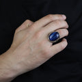 Silver Blue Tiger Eye Stone Ring, Men Handmade Tiger Eye Ring , Handmade Silver Ring, Ottoman Style Ring, 925K Sterling Silver Ring