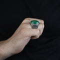 925 Silver Malachite Gemstone Ring , Men Handmade Ring, Turkish Handmade Ring, Handmade Ottoman Jewelry, Gift For Men