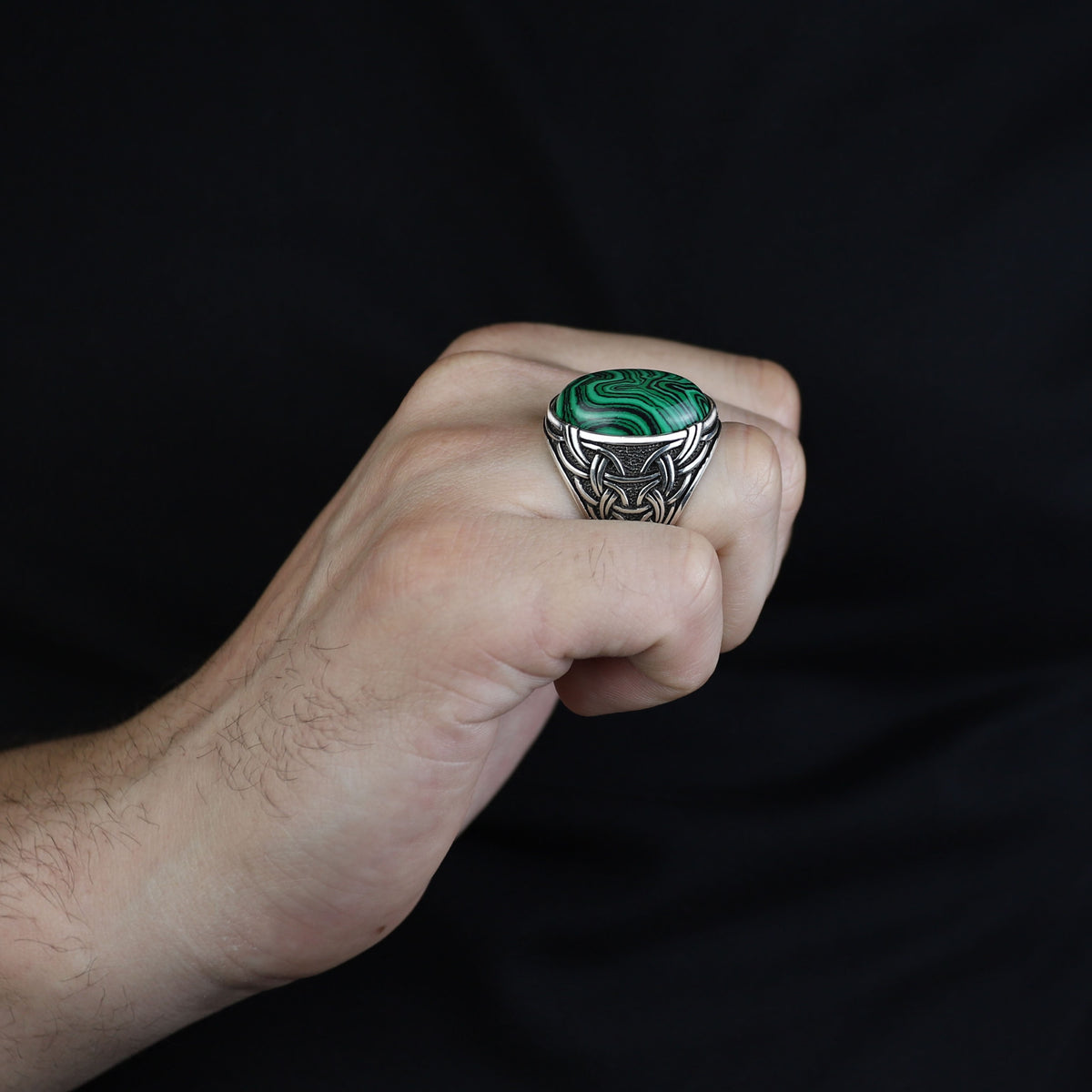 925 Silver Malachite Gemstone Ring , Men Handmade Ring, Turkish Handmade Ring, Handmade Ottoman Jewelry, Gift For Men