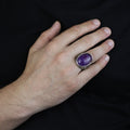 Men Natural Amethyst Silver Ring, Handmade Amethyst Ring, Engraved Silver Amethyst Ring, Men Jewelry Ring, Ottoman Style Ring, Gift For Men