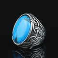 925 Sterling Silver Turquoise Ring, Men Large Turquoise Ring , Handcrafted Ottoman Ring , Turkish handmade , Gift for Men, Father Day Gift