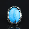 925 Sterling Silver Turquoise Ring, Men Large Turquoise Ring , Handcrafted Ottoman Ring , Turkish handmade , Gift for Men, Father Day Gift