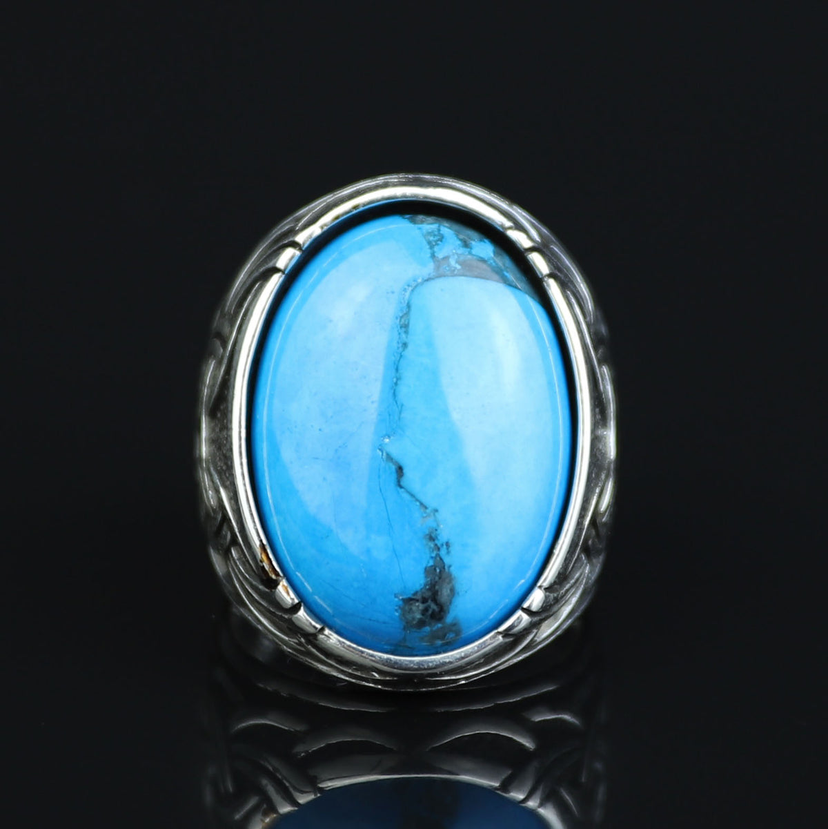 925 Sterling Silver Turquoise Ring, Men Large Turquoise Ring , Handcrafted Ottoman Ring , Turkish handmade , Gift for Men, Father Day Gift