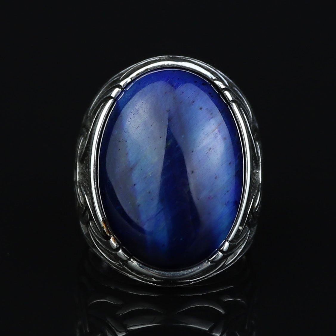 Silver Blue Tiger Eye Stone Ring, Men Handmade Tiger Eye Ring , Handmade Silver Ring, Ottoman Style Ring, 925K Sterling Silver Ring