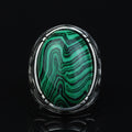 925 Silver Malachite Gemstone Ring , Men Handmade Ring, Turkish Handmade Ring, Handmade Ottoman Jewelry, Gift For Men