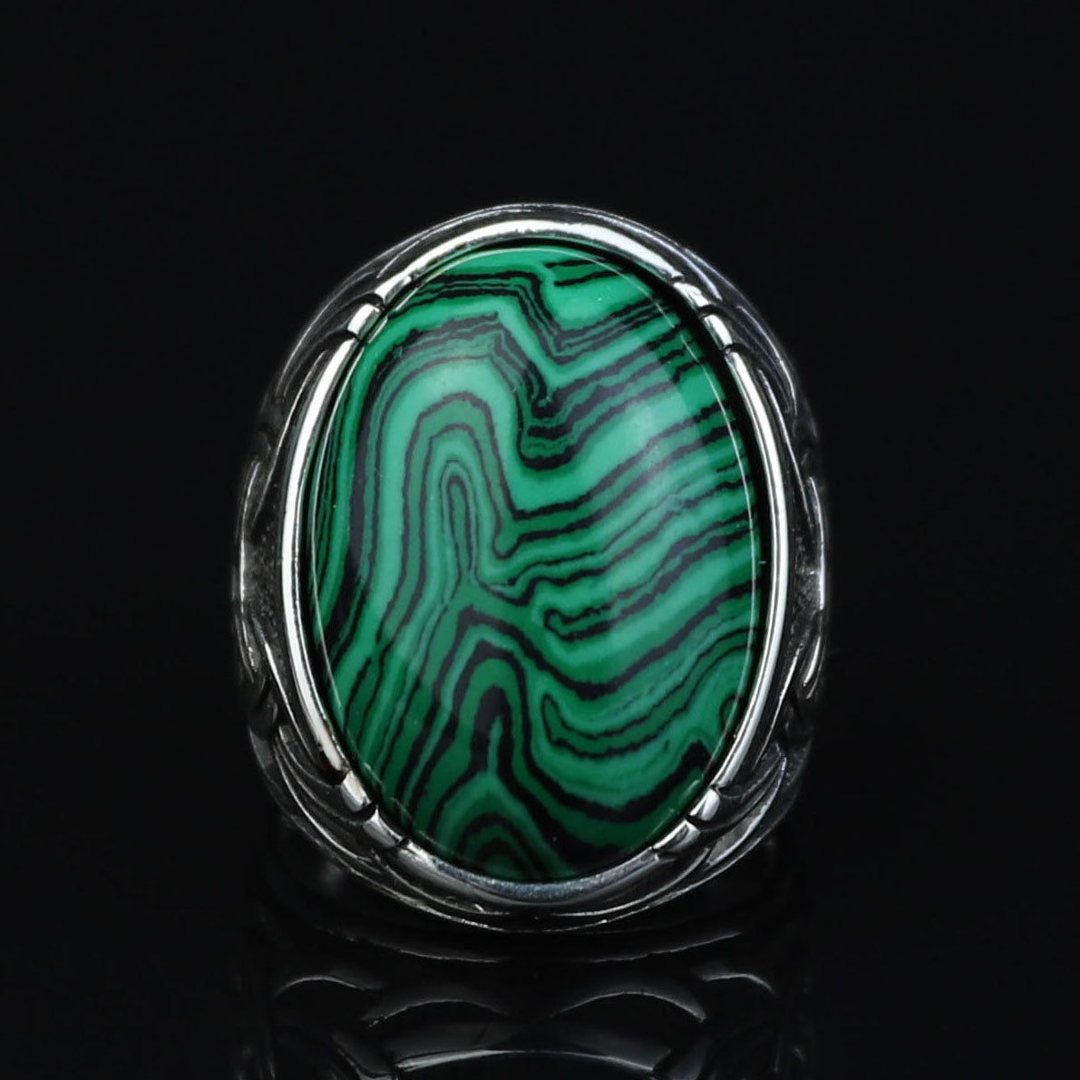 925 Silver Malachite Gemstone Ring , Men Handmade Ring, Turkish Handmade Ring, Handmade Ottoman Jewelry, Gift For Men