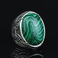 925 Silver Malachite Gemstone Ring , Men Handmade Ring, Turkish Handmade Ring, Handmade Ottoman Jewelry, Gift For Men